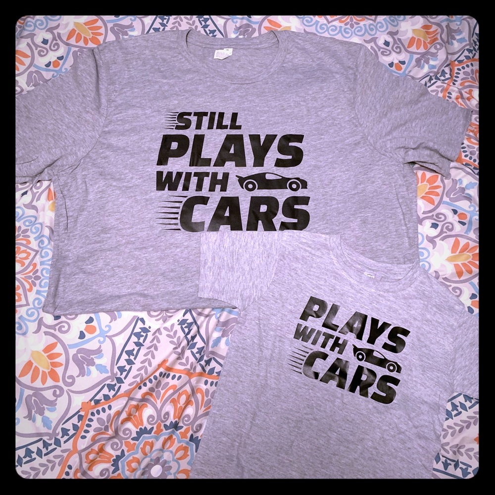 Plays with cars daddy/son duo shirt!